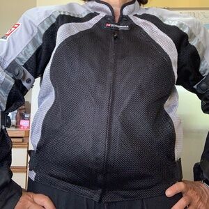 YOSHIMURA PILOT MESH ARMORED MOTORCYCLE RACING JACKET S BLACK & Grey With liner